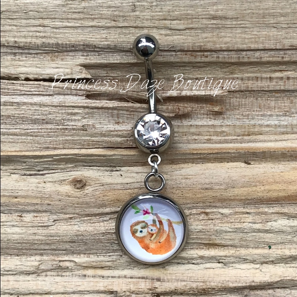 Hanging‎ Sloth Belly Button Ring